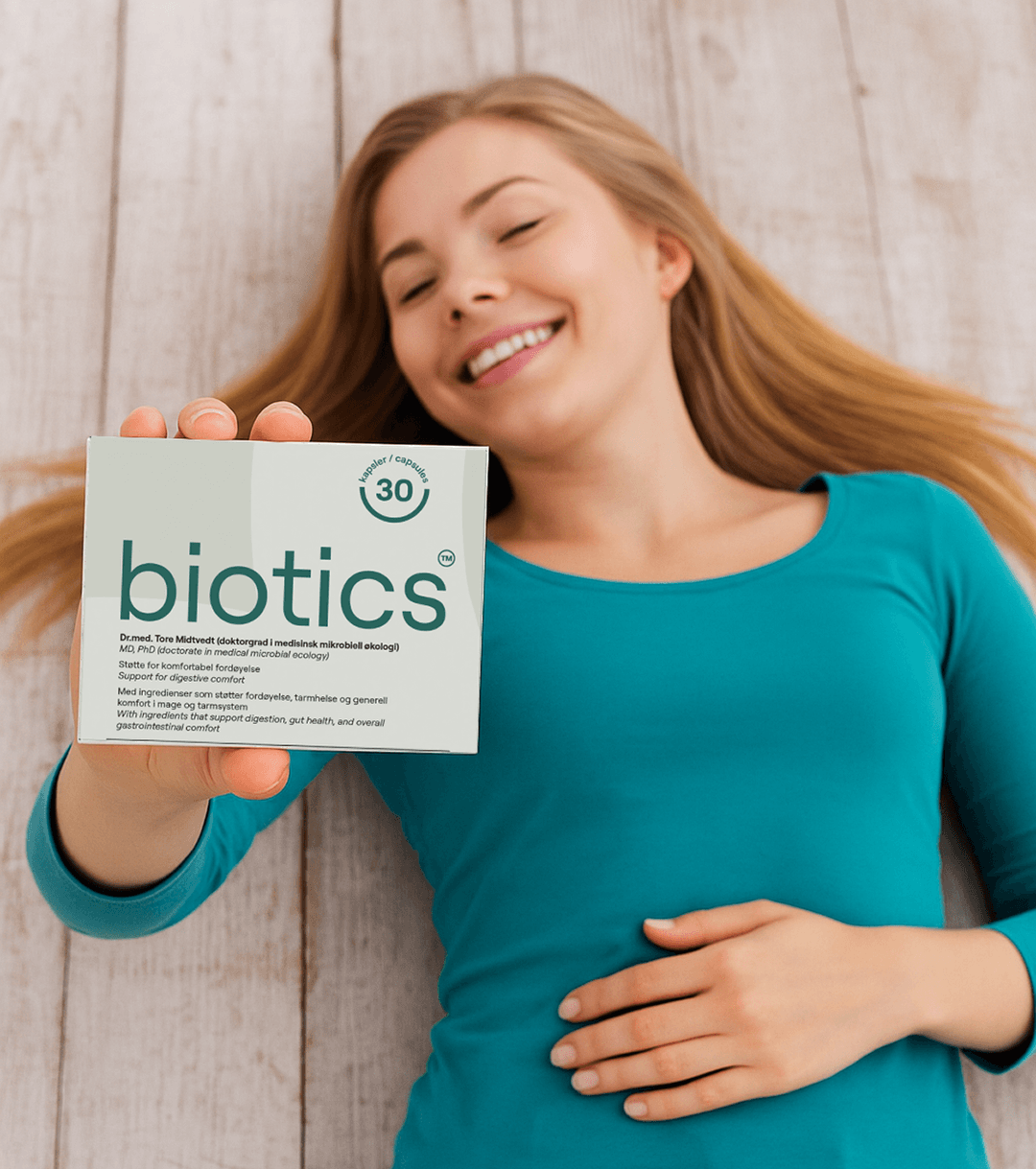 Frau mit Biotics Produkt